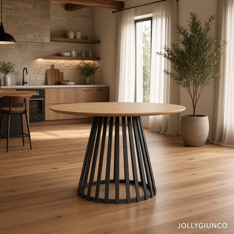 Tavolo Cillian Ø120 cm nero/Natural