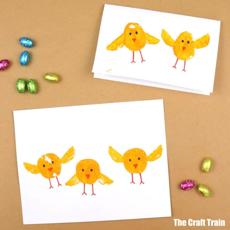 chicks made with a potato stamp