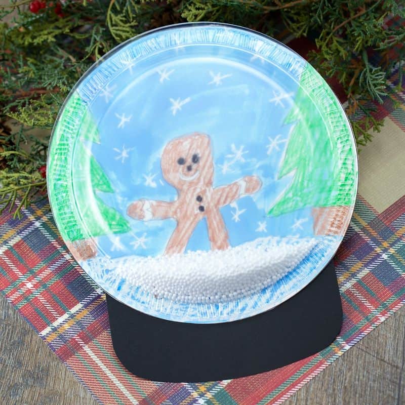 snow globe craft with plastic plates