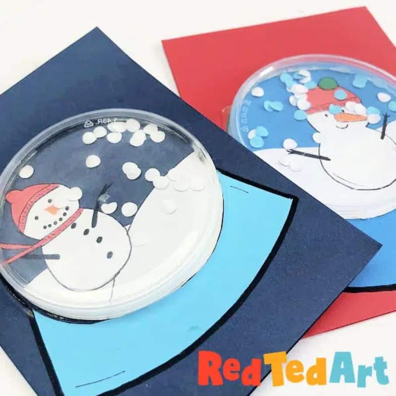 recycled materials snow globe craft