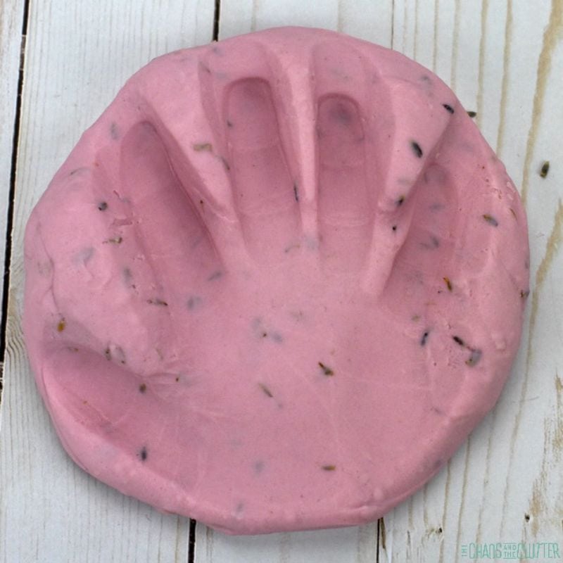 handprint in lavender playdough