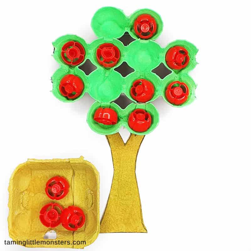 apple tree craft made with egg cartons