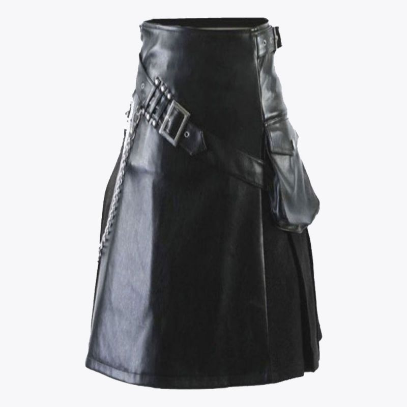 black gladiator viking leather kilt for men 1.jpg