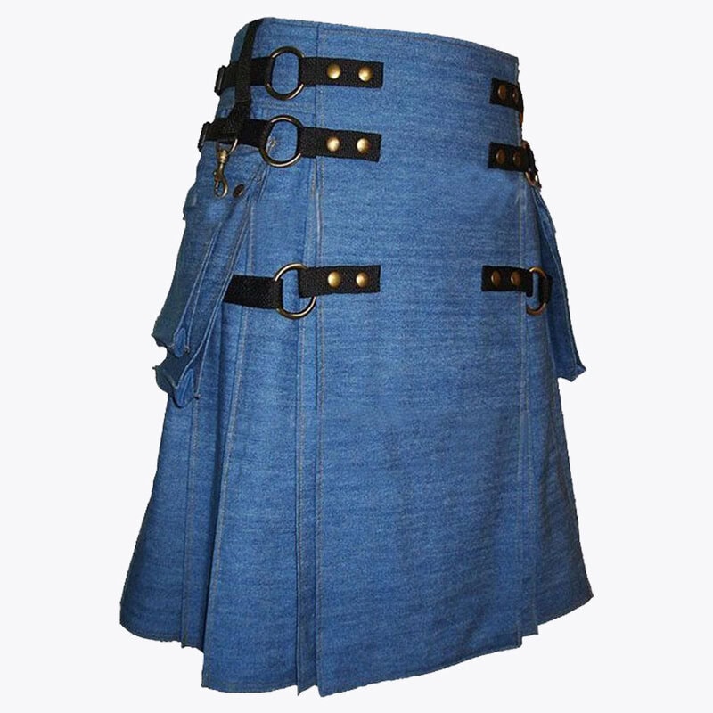blue denim cargo fashion utility kilt3.jpg