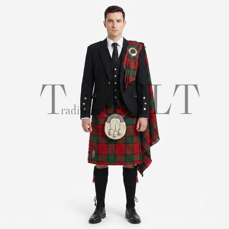 Dunbar Tartan  And Argyle Jacket Kilt Outfit