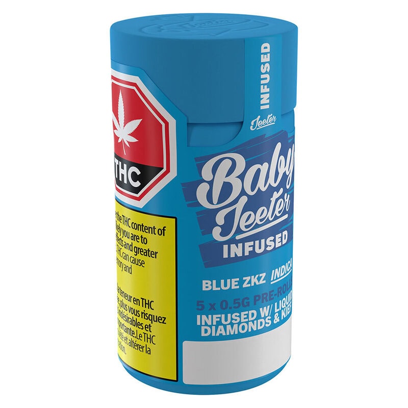 Baby Jeeter Infused Blue ZKZ Pre-Rolls 5 Pack <br>Indica <br>38.1% - Image 2