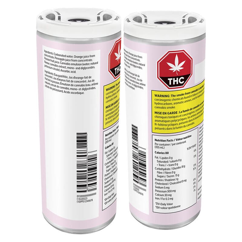 Recharge: Orange Pineapple Passionfruit Sparkling Water <br>355ml <br>10mg THC | 10mg CBD - Image 2