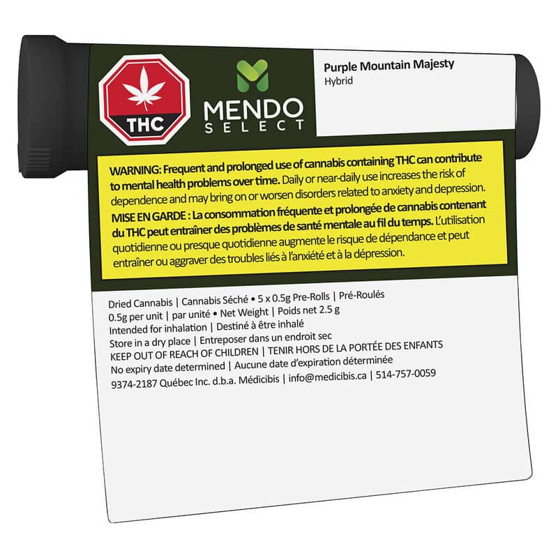 Purple Mountain Majesty 1:1 Pre-Rolls 5 Pack <br>Hybrid <br>THC 9.21% | CBD 7.0% - Image 3