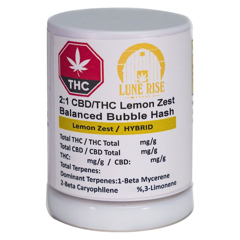2:1 Lemon Zest Balanced Bubble Hash 3g <br>CBD <br>THC 19.3% | CBD 28.6% <br>3.60% Terps - Image 2