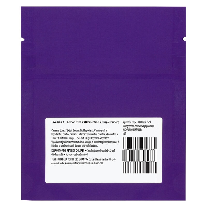 Live Resin - Lemon Tree x (Clementine x Purple Punch) XL AIO Disposable 1g <br>Sativa <br>74% | 10.8% Terps - Image 3