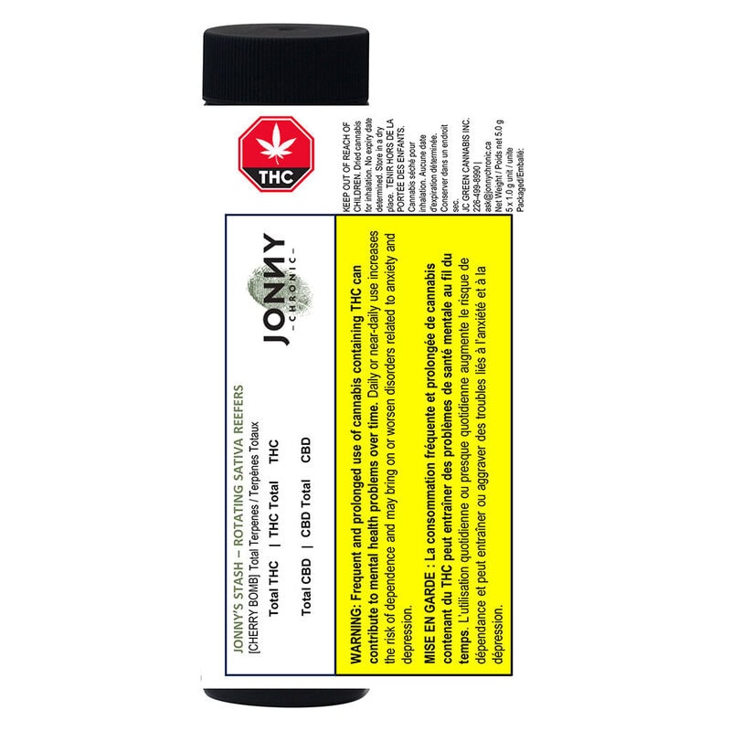 Jonny's Stash - Rotating Sativa Reefers (Cherry Bomb) 5 Pack <br>26.7% | 2.27% Terps - Image 3