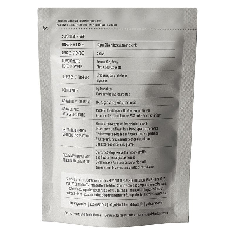 Super Lemon Haze Live Resin 510 1g by DEBUNK