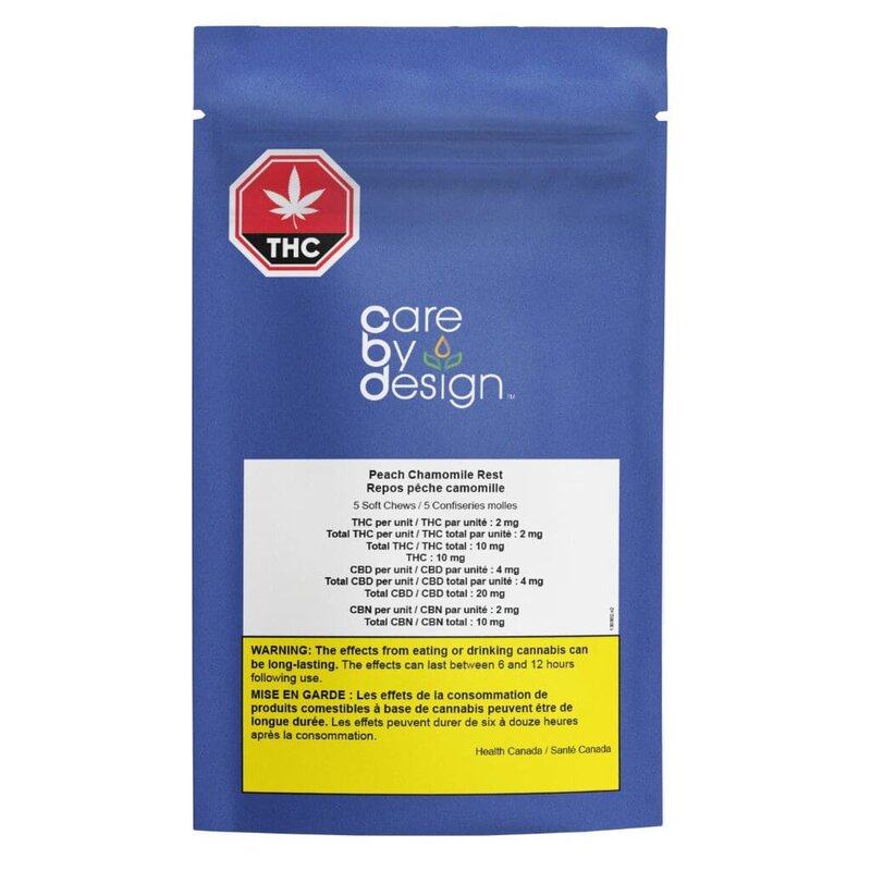 Peach Chamomile Rest 1:2:1 Vegan Soft Chews 5 Pack Care By Design
