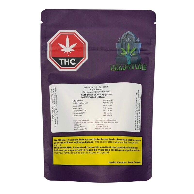 White Ferrari 7g Headstone Indica Montrose Cannabis