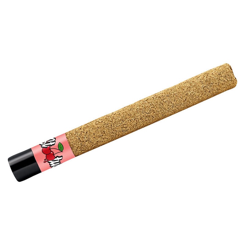 Cha-Ching Cherry Liquid Diamond Infused Kief Coated Blunt 1g single by Status, featuring glass filter tip, available for local delivery from Montrose Cannabis Ontario.