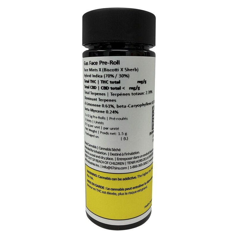Gas Face Pre-Rolls 3 Pack – Sixty Seven Sins | Montrose
