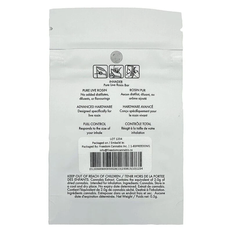Pure Live Rosin Bar Vape 0.5g - INVADER | Montrose