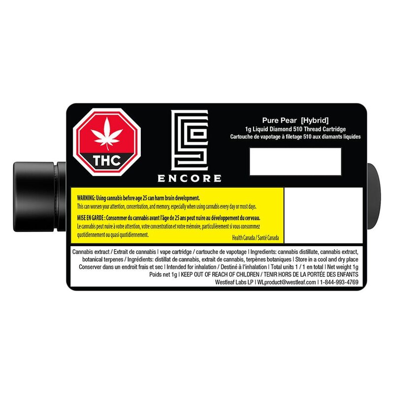 Pure Pear Liquid Diamond 510 Thread Cartridge 1g – Encore | Montrose