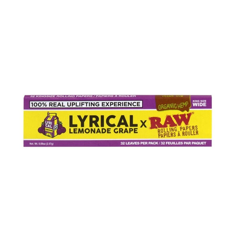 RAW x Lyrical Lemonade Grape King Size Wide Rolling Papers 32 Pack Montrose Cannabis (1)