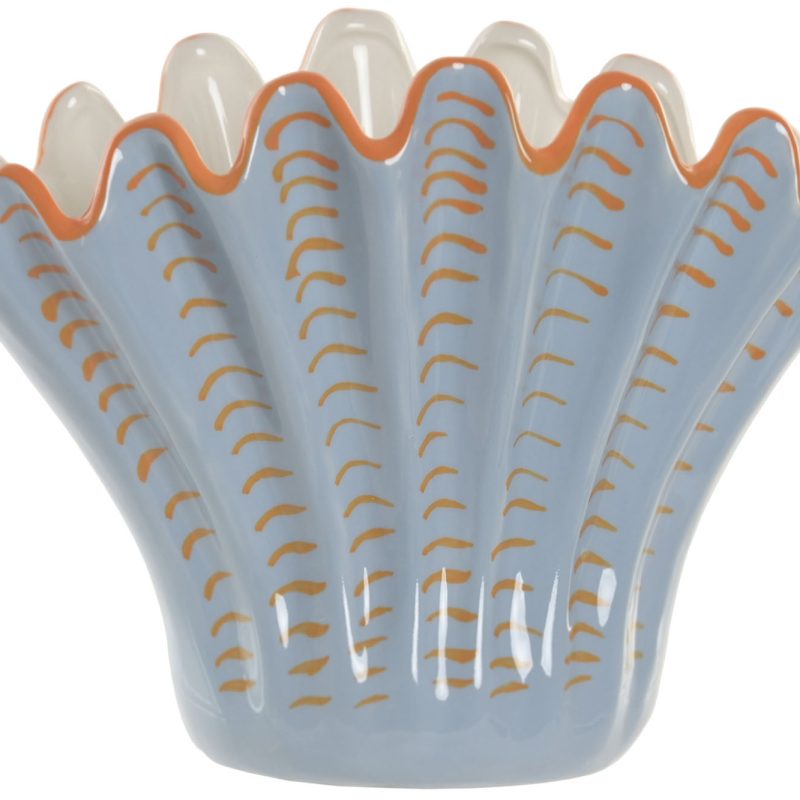 JARRÓN CONCHA AZUL GRES. DIMENSIONES: 28,5X13,5X20,5