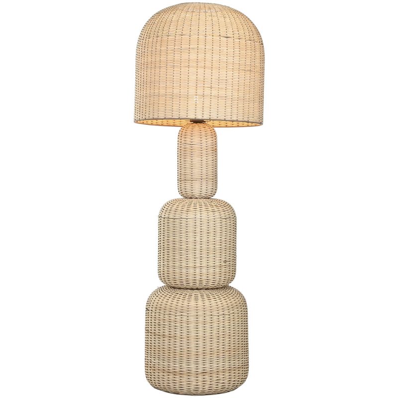 LÁMPARA PIE RATÁN BEIGE. DIMENSIONES: 50X50X148
