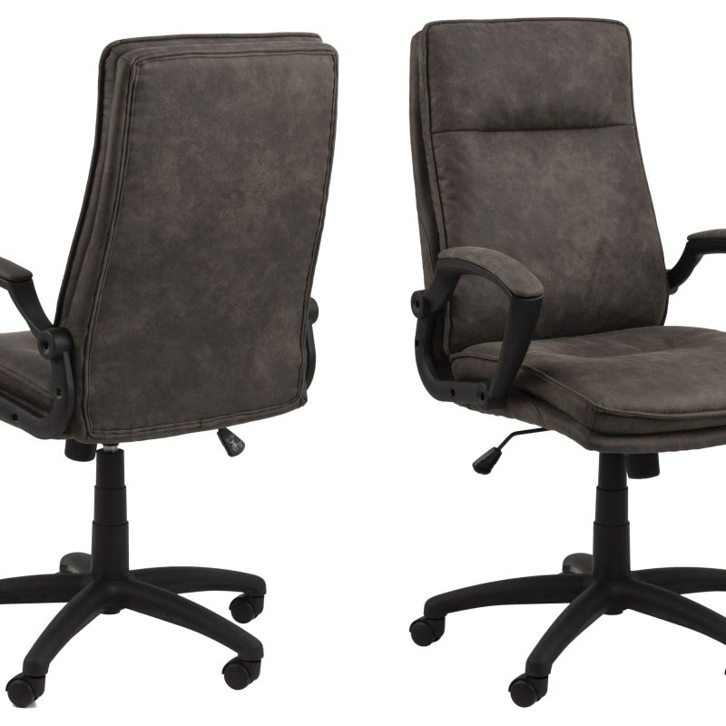 SILLA DE ESTUDIO CON REPOSABRAZOS, TAP. IZADO ANTRACITA 96, BASE 5 RADIOS: NEGRO.