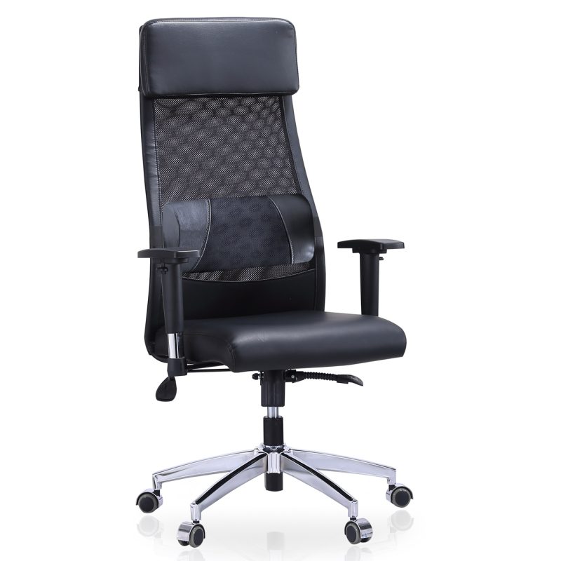 SILLÓN GIRATORIO PU NEGRO / RED TRANSPIRABLE NEGRO. DIMENSIONES:70X70X120-128 CM.