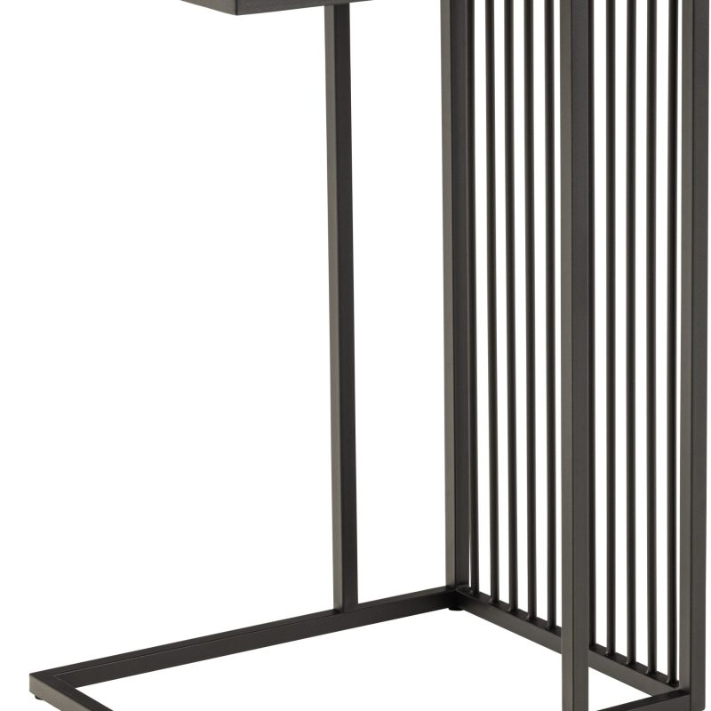 MESA AUXILIAR TABLERO RUGOSO NEGRO MATE Y BASE ACERO NEGRO MATE. DIMENSIONES: 43X35X63 CM