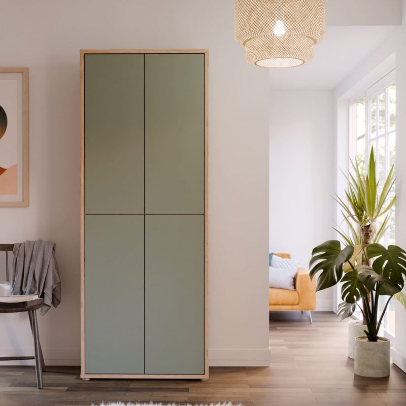 ZAPATERO 4 PUERTAS. ACABADO: ARTISAN/VERDE. DIMENSIONES: 75X192CM