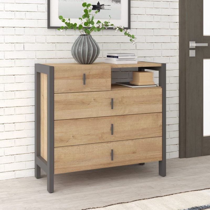 CÓMODA 4 C 1 HUECO 96,1X90,1X41 CM ROBLE