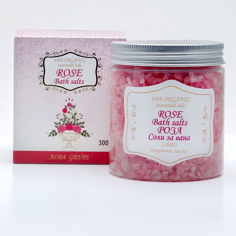 Bath salts with Organic Rose essential oil - 300 gr