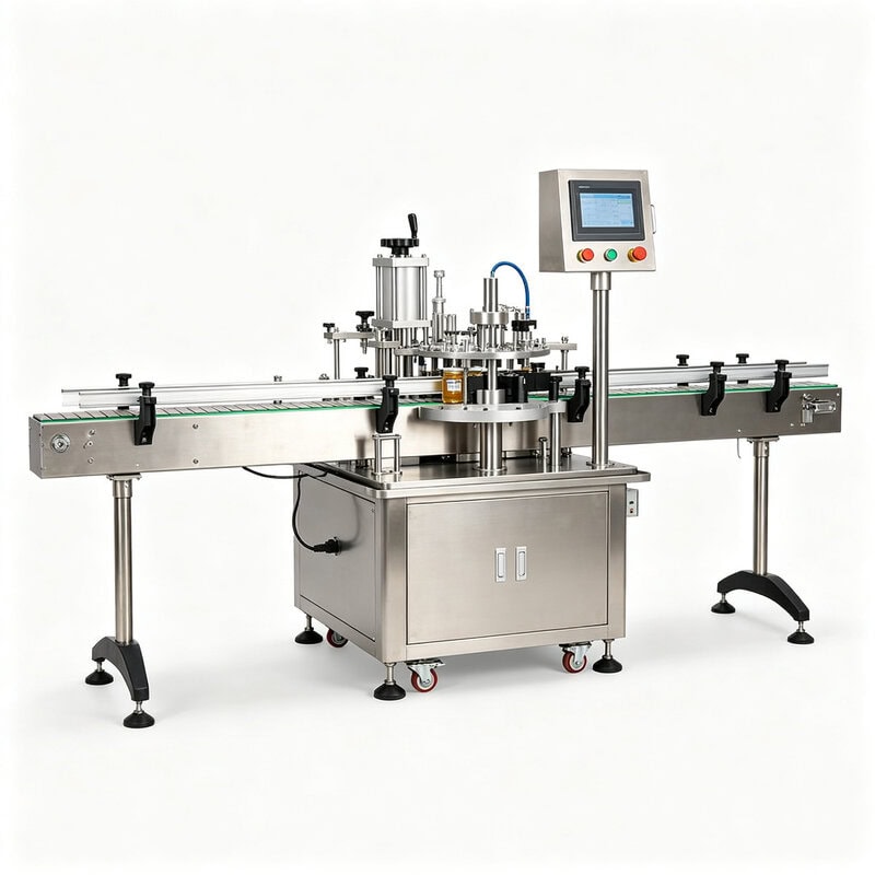Online inline induction sealing machine for small and wide-mouth jars by SUNAURA Machinery