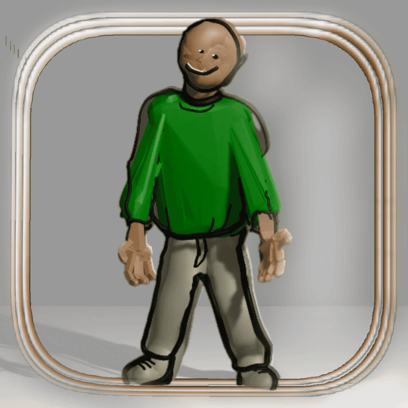 3D character model with a green sweater, part of Pascal Sender’s digital art explorations merging painting and animation.