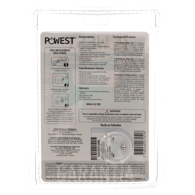 PROTECTOR DE VOLTAJE POWEST AIRMATIC 220V/20A
