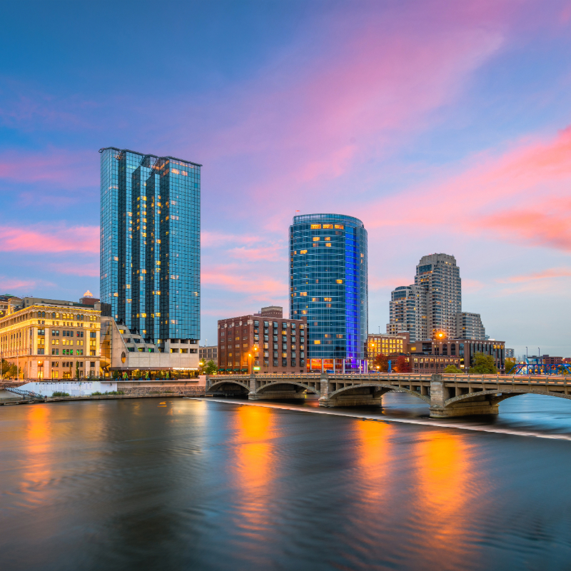 Skyline of downtown Grand Rapids Michigan
