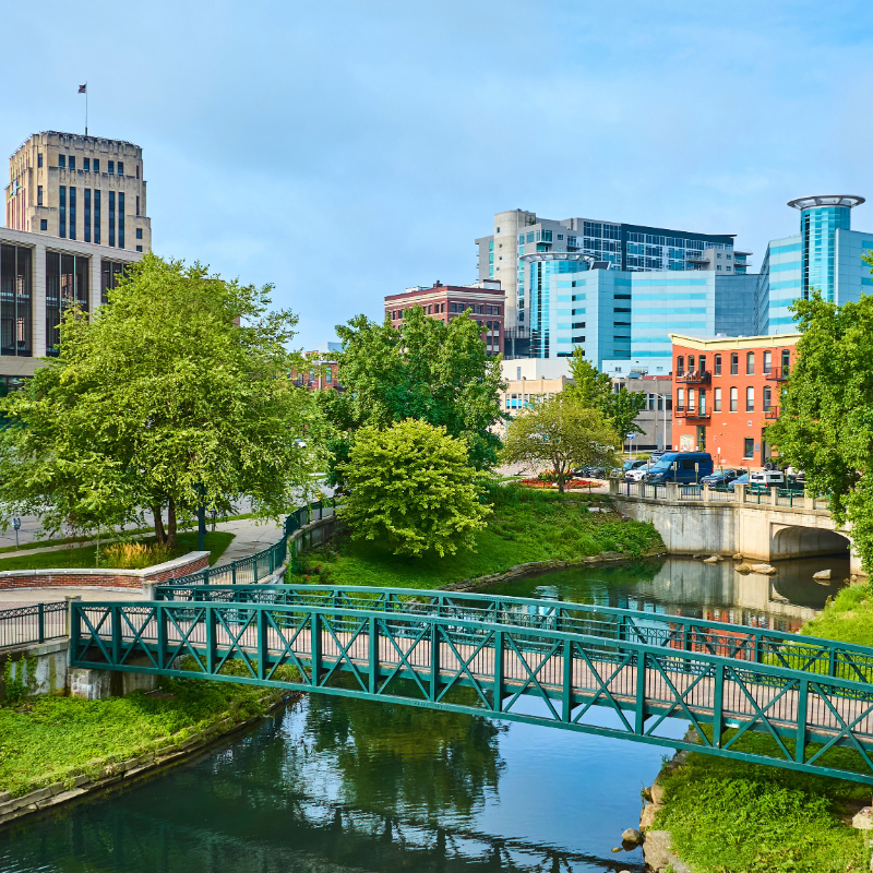 Skyline of downtown Kalamazoo Michigan
