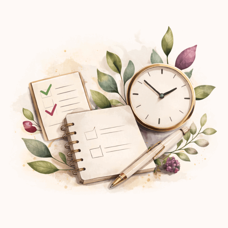 Executive function planning tools for ADHD including checklists and time management