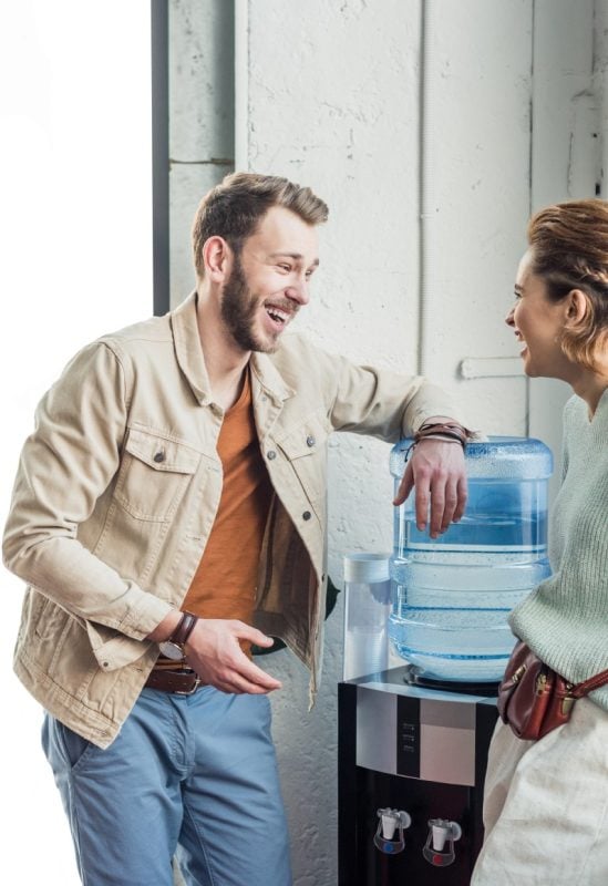 Students around the water dispenser