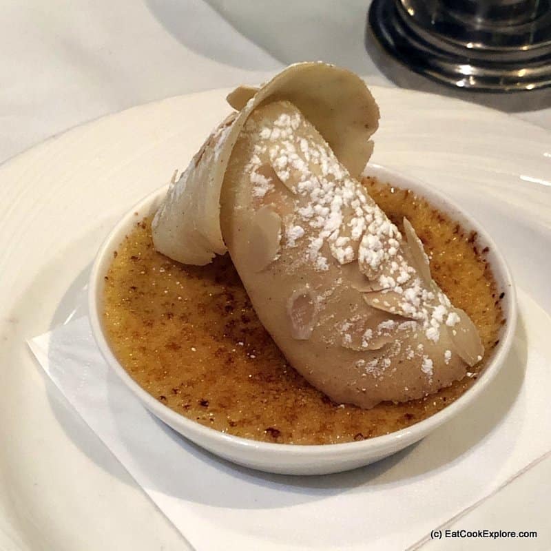 Amaretto Creme Brulee with almond tuille