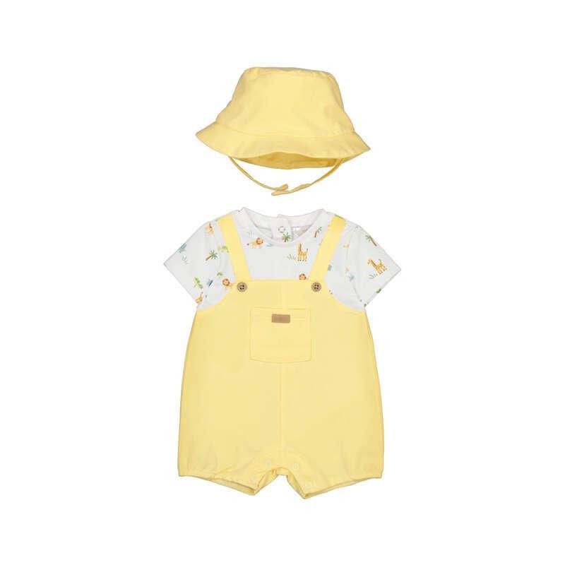 Pelele peto simulado con gorro amarillo MAYORAL