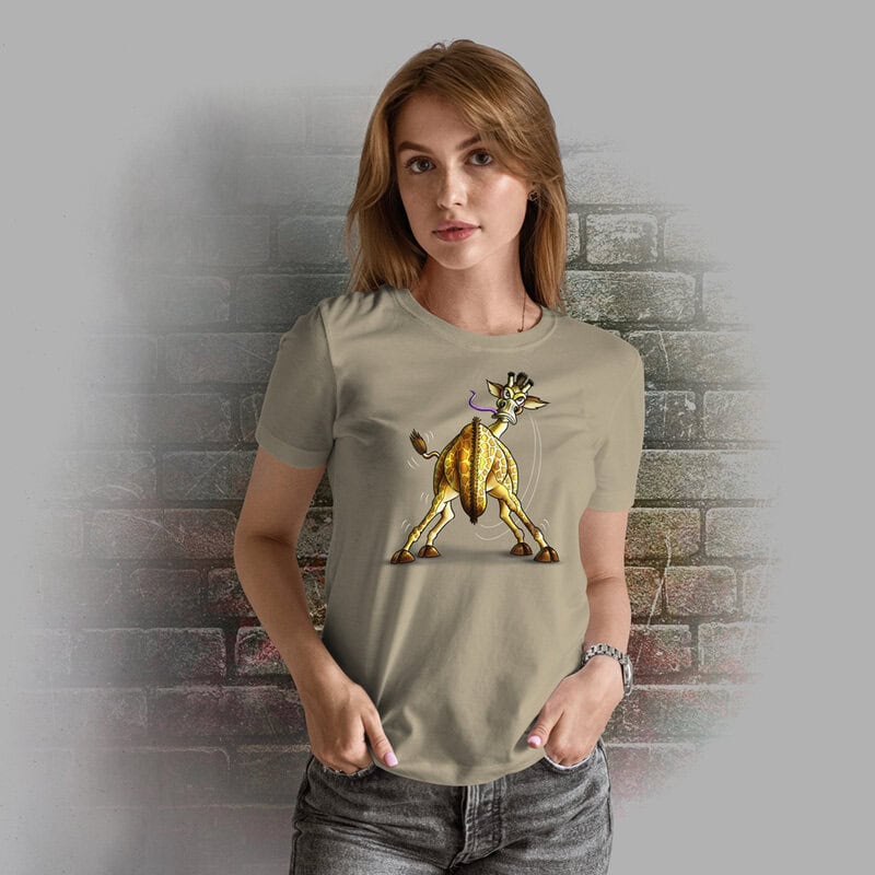 Funnyfriend Damen T-Shirt Giraffe khaki