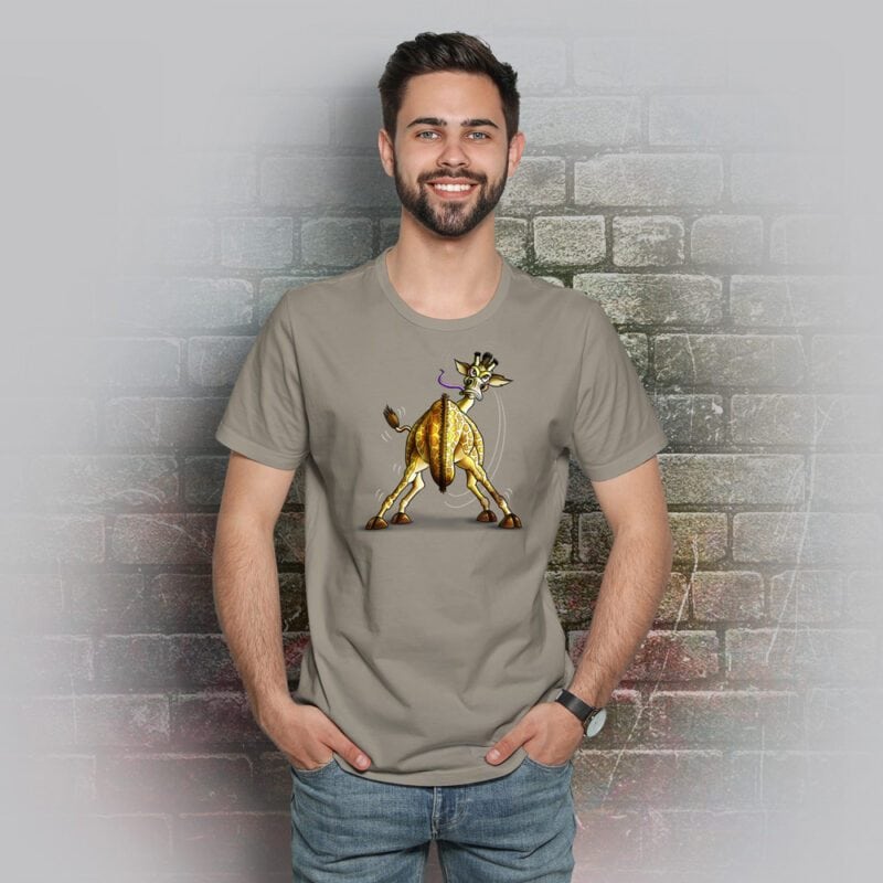 Funnyfriend Herren T-Shirt Giraffe khaki
