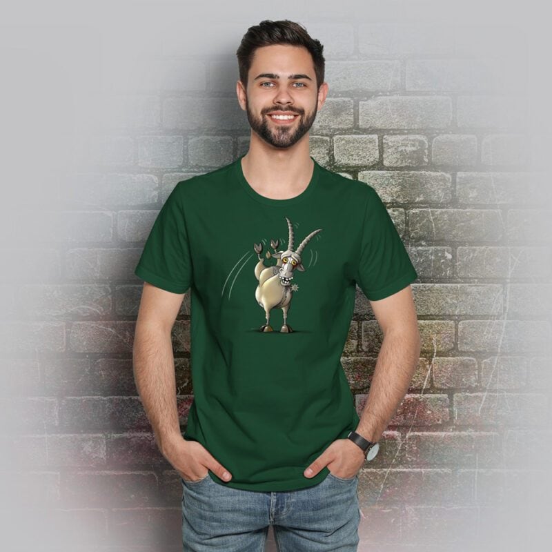 Funnyfriend Herren T-Shirt Steinbock bottle green