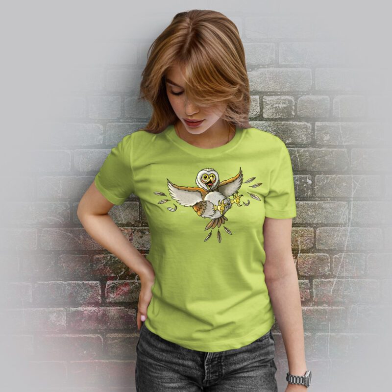 Funnyfriend Damen T-Shirt Eule apple green
