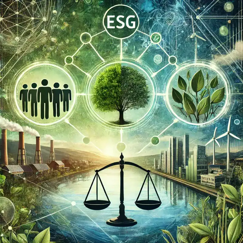 ESG and sustainability icons representing environmental, social, and governance factors.