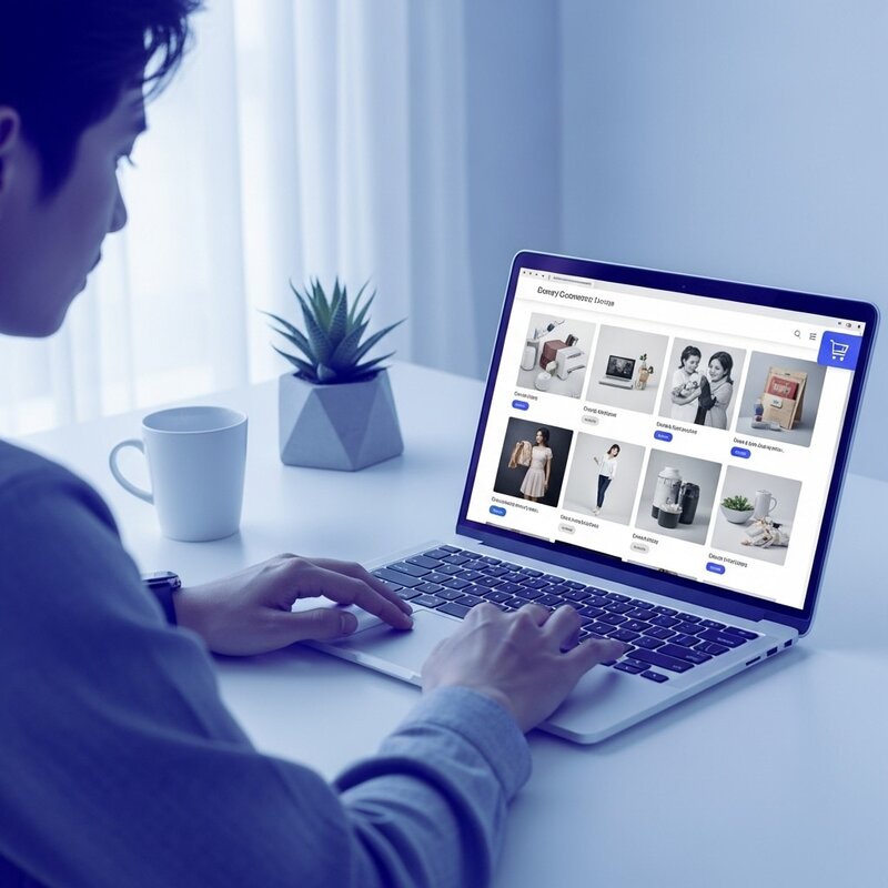 Exemple de boutique en ligne professionnelle avec catalogue produits et panier d’achat.