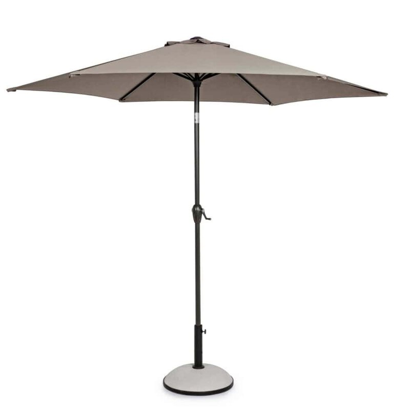 Gazebo da esterno con palo regolabile e tetto a parasole beige, perfetto per relax e eventi all'aperto.