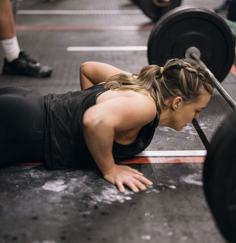 Athlete doing a burpee
