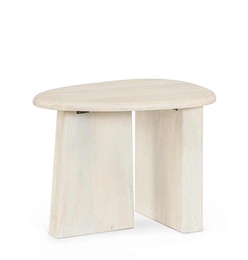 Tavolo in legno chiaro con design moderno, perfetto per arredare soggiorno o ingresso.