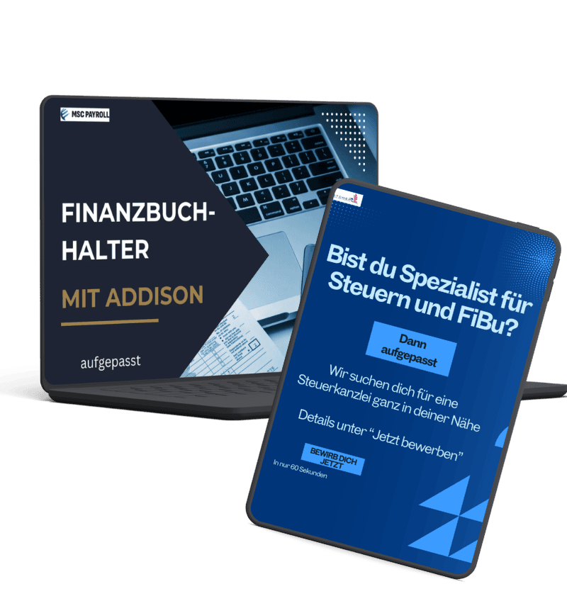 Laptop und Tablet Mockup mit Beispielanzeigen für eine Social-Media Kampagne